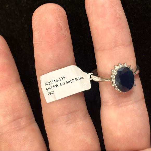 4.5ct Natural Blue Sapphire w White Diamond Halo Princess Diana Engagement Ring - Picture 10 of 17